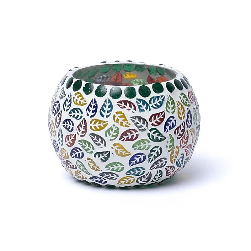 Mosaikk telysholder – løvblader